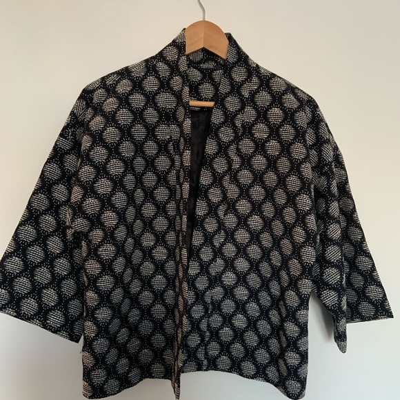 Kimono blazer, black and white - Picture 1 of 3